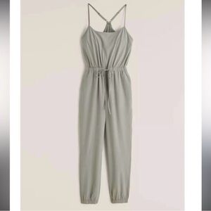 Abercrombie & Fitch Womens Medium Tall Traveler Jumpsuit Sleeveless Olive Green